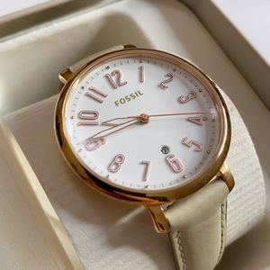 Fossil Jacqueline Rose Gold Leather Watch ES3943